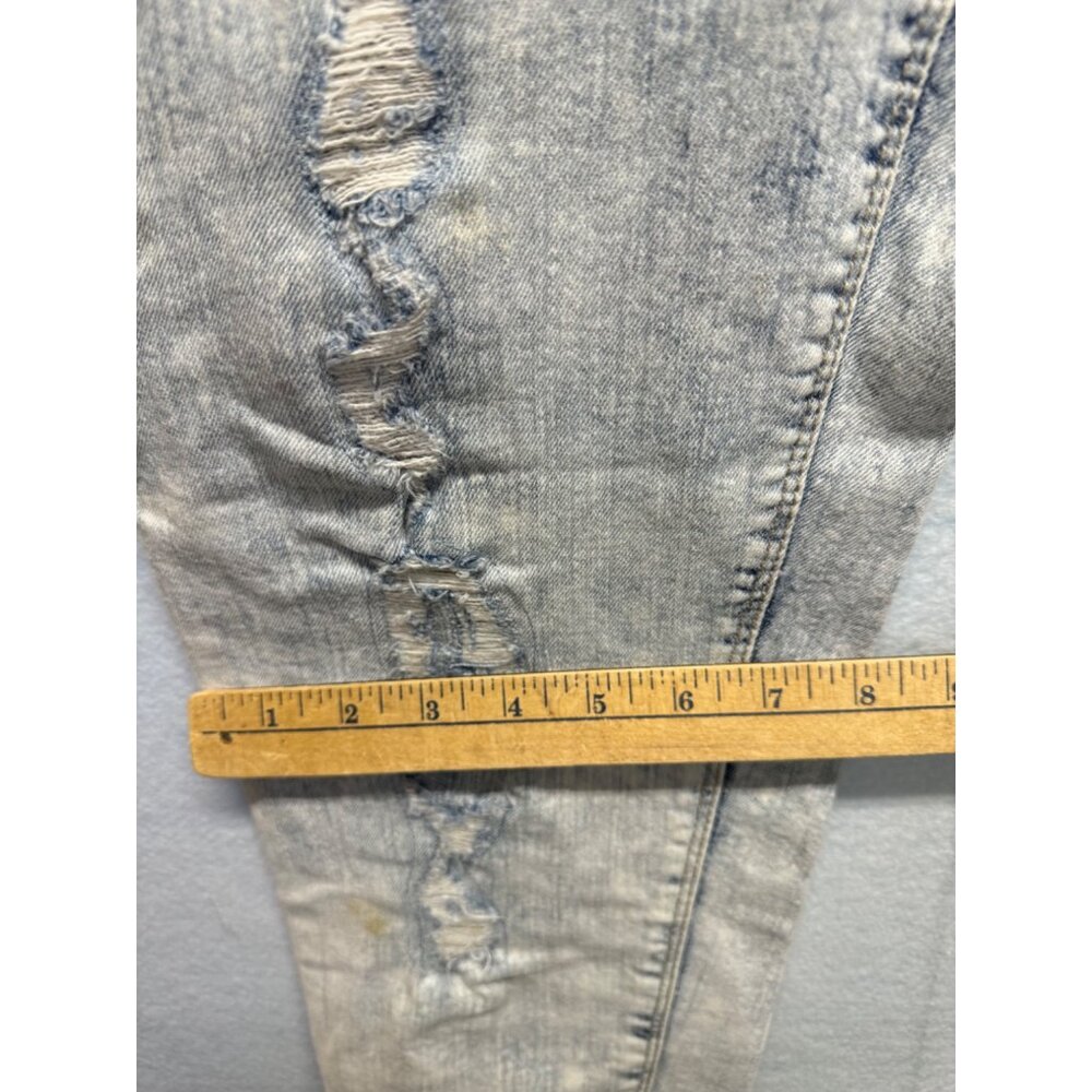 L.E.I. Ladies Juniors Distressed Button Fly Stretch Jeans Blue Size 13 Regular - Picture 8 of 14